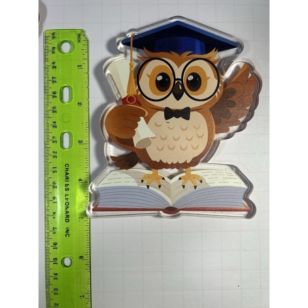 Graduation Owl Centerpiece Acrylic Table Decoration 4.5" Party Decor lot - Picture 6 of 7
